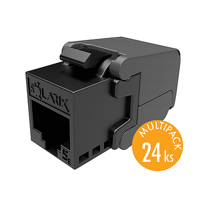 Produkt MULTIPACK 24 szt. - keystony Solarix CAT5E UTP RJ45 czarny samozaciskowe SXKJ-5E-UTP-BK-SA - Solarix - Keystony