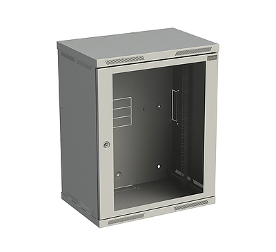 Produkt Szafka naścienna nitowana SENSA 15U 400mm, drzwi szklane, RAL 7035 - Solarix - Naścienne 19"