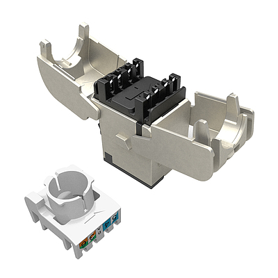 Produkt Samozaciskowy keyston Solarix CAT5E STP SXKJ-5E-STP-RAL-SA, moduły RAL FIT, GROUND LOCK - Solarix - Keystony
