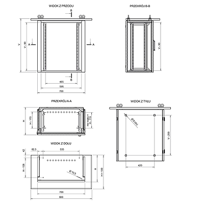 Produkt Szafka termo izolowana LC-07, 15U 700 x 400, RAL 7035 bez wentylatorów  LC-07-15U-74-25001-00-G - Solarix - Zewnetrzna IP55 z izolacją