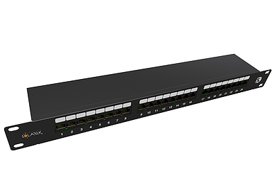 Produkt 19" patch panel Solarix 24 x RJ45 CAT5E STP 1U SX24-5E-STP-BK-N - Solarix - Patch panele