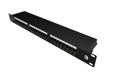 Produkt 19" patch panel Solarix 24 x RJ45 CAT5E STP 1U SX24-5E-STP-BK-N - Solarix - Patch panele