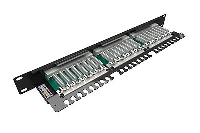 Produkt 19" patch panel Solarix 24 x RJ45 CAT5E STP 1U SX24-5E-STP-BK-N - Solarix - Patch panele