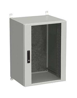 Produkt Naścienna szafa zewnętrzna LC-20 18U 600x500 drzwi szklane 3 - punktowy zamek LC-20-18U-65-12-G - Solarix - Zewnetrzne z wyższym IP