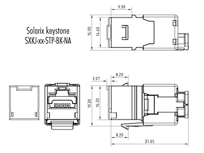 Produkt MULTIPACK 24 szt - keystony Solarix CAT5E STP RJ45 czarny SXKJ-5E-STP-BK-NA - Solarix - Keystony
