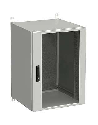 Produkt Naścienna szafa zewnętrzna LC-20 18U 600x600 drzwi szklane 3 - punktowy zamek LC-20-18U-66-12-G - Solarix - Zewnetrzne z wyższym IP