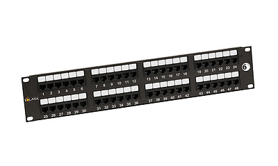 Produkt 19" patch panel Solarix 48 x RJ45 CAT6 UTP 350 MHz 2U czarny SX48-6-UTP-BK - Solarix - Patch panele