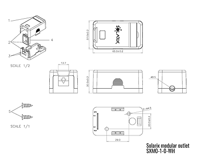 Produkt Gniazdo modularne Solarix na 1 keyston na tynk SXMO-1-0-WH - Solarix - Gniazdka