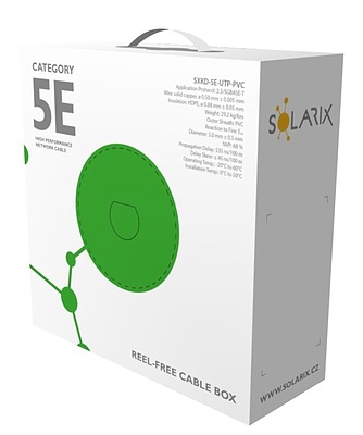 Produkt Kabel instalacyjny Solarix CAT5E UTP PVC E<sub>ca</sub> 100m/box SXKD-5E-UTP-PVC - Solarix - Kable instalacyjne