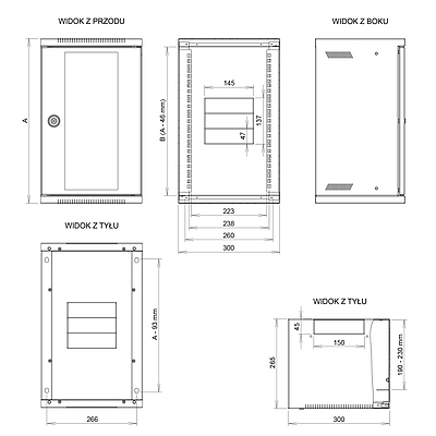 Produkt Naścienna 10" szafa 4U RAL 7035 szklane drzwi LC-10-04-11-G - Solarix - Naścienne 10"