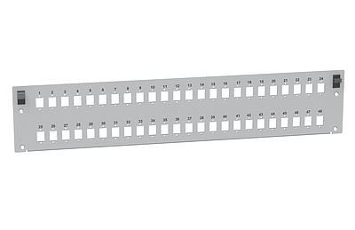 Produkt Panel przełącznicy 2U na 48 adapterów SC simplex RAL7035 - Solarix - Przełącznice światłowodowe