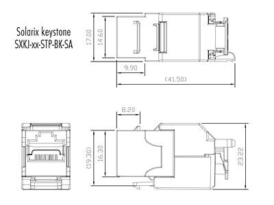 Produkt Samozaciskowy keystone Solarix CAT6 STP RJ45 SXKJ-6-STP-BK-SA - Solarix - Keystony