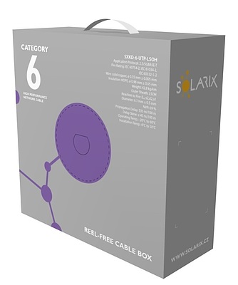 Produkt  Kabel instalacyjny Solarix CAT6 UTP LSOH D<sub>ca</sub>-s2,d2,a1  450 MHz 100m/box SXKD-6-UTP-LSOH - Solarix - Kable instalacyjne