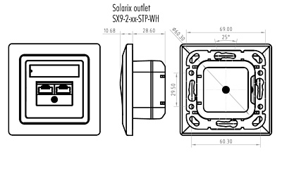 Produkt Gniazdko Solarix CAT6 STP 2 x RJ45 pod tynk białe SX9-2-6-STP-WH - Solarix - Gniazdka