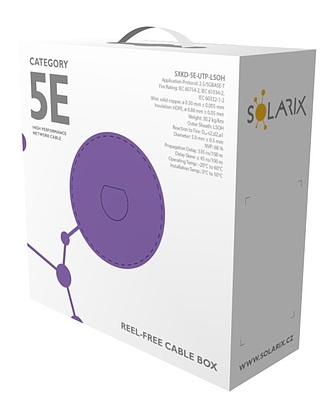 Produkt Kabel instalacyjny Solarix CAT5E UTP LSOH  D<sub>ca</sub>-s1,d2,a1 350 MHz box 100m SXKD-5E-UTP-LSOH - Solarix - Kable instalacyjne