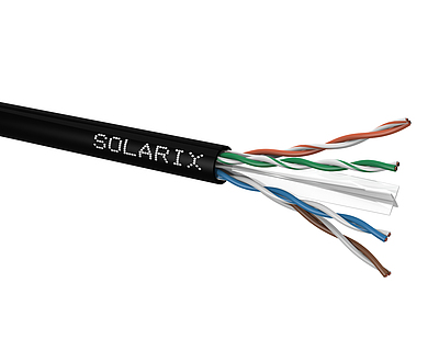 Produkt Kabel Instalacyjny Solarix CAT6 UTP PE zewnętrzny szpula 500 m SXKD-6-UTP-PE czarny - Solarix - Kable instalacyjne