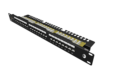 Produkt 19" patch panel Solarix 24 x RJ45 CAT6 UTP z listwą 1U SX24L-6-UTP-BK-N - Solarix - Patch panele