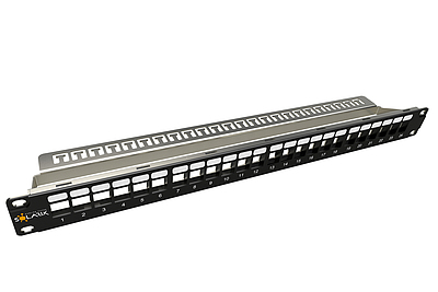 Produkt 19" modularny nieobłożony patch panel Solarix 24 porty 1U SX24M-0-STP-BK-UNI-N - Solarix - Patch panele