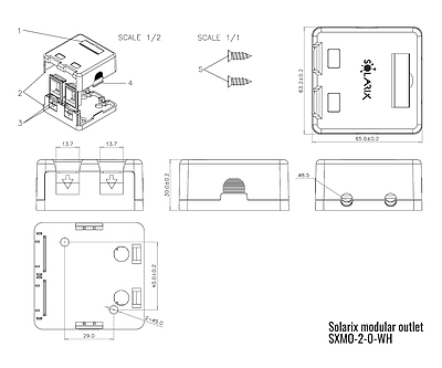 Produkt Gniazdo modularne Solarix na 2 keystony  na tynk SXMO-2-0-WH - Solarix - Gniazdka