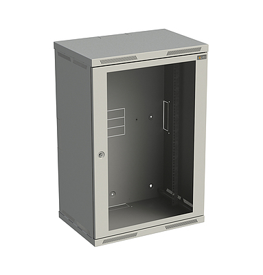 Produkt Szafka naścienna nitowana SENSA 18U 400mm, drzwi szklane, RAL 7035 - Solarix - Naścienne 19"