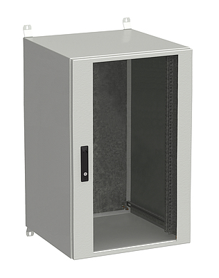 Produkt Naścienna szafa zewnętrzna LC-20 21U 600x600 drzwi szklane 3 - punktowy zamek LC-20-21U-66-12-G - Solarix - Zewnetrzne z wyższym IP