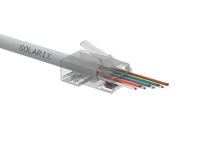 Produkt Uniwersalny konektor RJ45 CAT6 UTP EASY RJ45 8p8c do kabli typu drut i linka SXRJ45-6-UTP-EASY - Solarix - Konektory