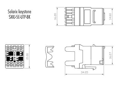 Produkt Zaciskany keystone Solarix CAT5E UTP RJ45 SXKJ-5E-UTP-BK - Solarix - Keystony
