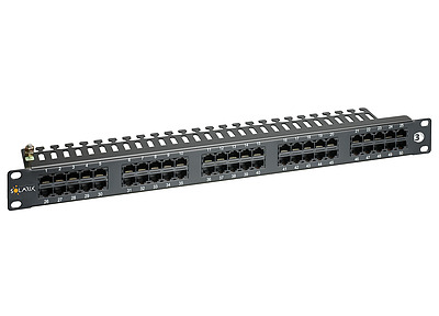 Produkt 19" panel ISDN Solarix 50 x RJ45 czarny 1U SX50-ISDN-BK - Solarix - Patch panele