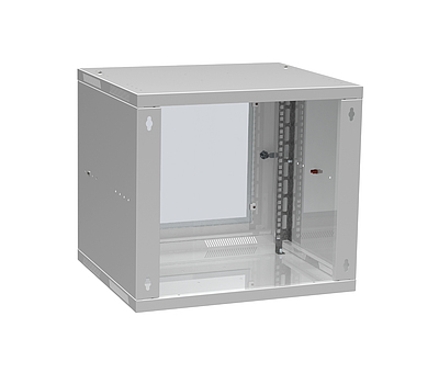 Produkt Szafa naścienna składana SENSA LITE 9U 450mm, drzwi szklane, RAL 7035 SENSA-L-9U-545-11-G - Solarix - Naścienne 19"