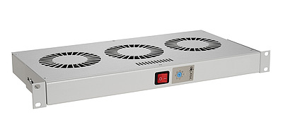 Produkt Jednostka wentylacyjna 19" 1U 3 wentylatory z bimetalowym termostatem RAL 7035 do 19" szyn VJ19-3-T-B - Solarix - Akcesoria 19"