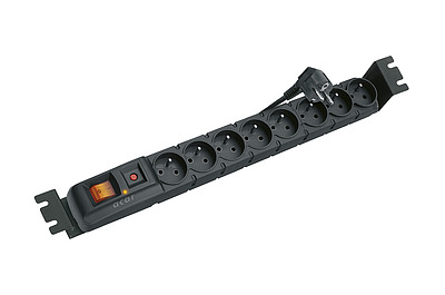 Produkt Listwa zasilająca ACAR S8 FA 3m 8 gniazd czarna z ucchwytem do montażu w szynach Rack 19" - Solarix - Akcesoria 19"