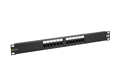 Produkt 19" patch panel Solarix 12 x RJ45 CAT5E UTP 150 MHz 1U czarny SX12-5E-UTP-BK - Solarix - Patch panele