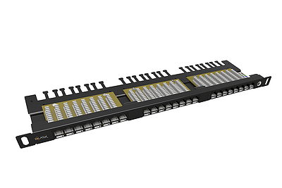 Produkt 19" patch panel Solarix 24xRJ45 CAT6 UTP z wspornikiem 0,5U czarny SX24HD-6-UTP-BK - Solarix - Patch panele