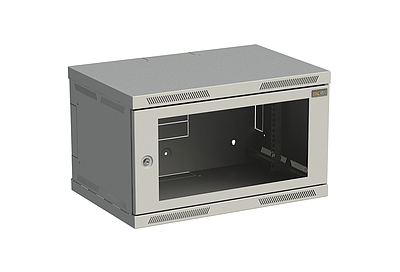 Produkt Szafka naścienna nitowana SENSA 6U 400mm, drzwi szklane, RAL 7035 - Solarix - Naścienne 19"
