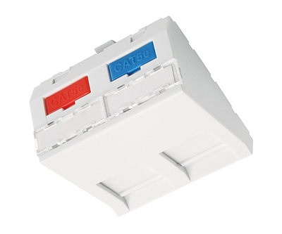 Produkt Moduł French style Solarix 45 x 45mm na 2 keystony kątowy biały SXF-M-2-45-WH-U - Solarix - Gniazdka