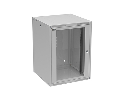 Produkt  Szafa naścienna GrandN DUO 16U 600mm,drzwi szklane, RAL 7035, GrandND-16U-66-11-G - Solarix - Naścienne 19"