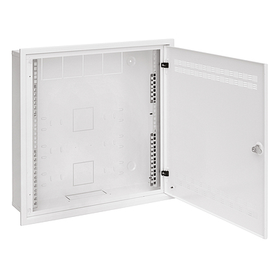 Produkt Szafka SOHO LC-18 pod tynk z szyną 2U, 4U i 11U, 550x550 biała RAL9003 z ramką naścienną - Solarix - Naścienne 19"