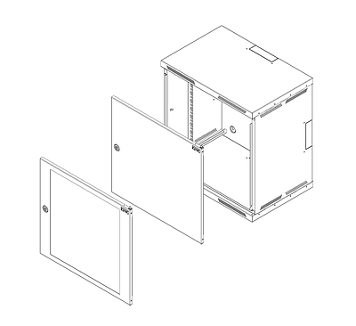 Produkt Szafka naścienna nitowana SENSA 12U 400mm, drzwi szklane, RAL 7035 - Solarix - Naścienne 19"