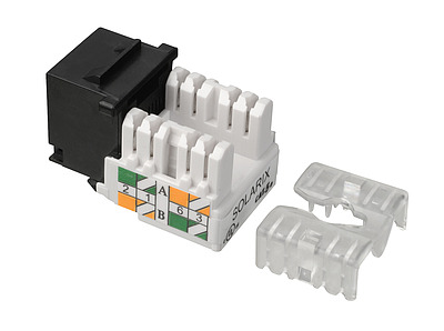 Produkt Zaciskany keystone Solarix CAT5E UTP RJ45 czarny, podłączenie 90°,  SXKJ-5E-UTP-BK-90 - Solarix - Keystony