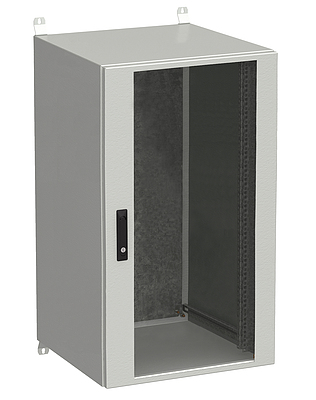 Produkt Naścienna szafa zewnętrzna LC-20 24U 600x600 drzwi szklane 3 - punktowy zamek LC-20-24U-66-12-G - Solarix - Zewnetrzne z wyższym IP