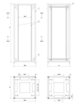 Produkt Szafa LC-50 45U, 800x1000 RAL 7035, szklane drzwi - Solarix - Stojące 19"