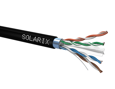 Produkt Kabel instalacyjny Solarix CAT6 FTP PE F<sub>ca</sub> zewnętrzny szpula 500 m SXKD-6-FTP-PE czarny - Solarix - Kable instalacyjne