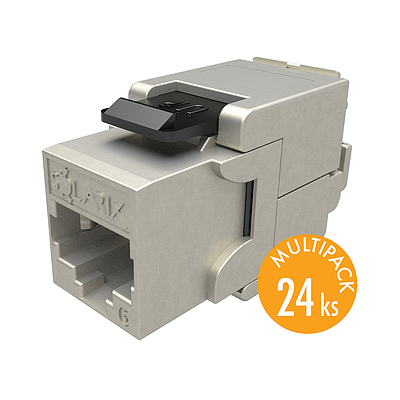 Produkt MULTIPACK 24 szt. - keystony Solarix CAT6 STP RJ45 czarny samozaciskowe SXKJ-6-STP-BK-SA - Solarix - Keystony