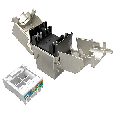 Produkt MULTIPACK 24 szt. - keystony Solarix CAT6 STP RJ45 czarny samozaciskowe SXKJ-6-STP-BK-SA - Solarix - Keystony