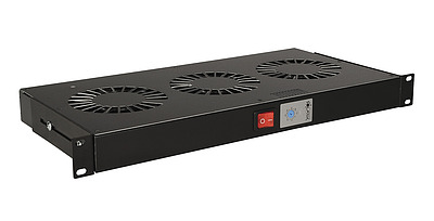 Produkt Jednostka wentylacyjna 19" 1U 2 wentylatory z bimetalowym termostatem BK do 19" szyn VJ19-2-T-B - Solarix - Akcesoria 19"