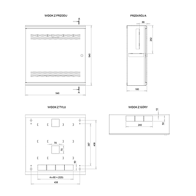 Produkt Szafa  LC-18 LITE z szynami 3U,4U 540x540x180mm szara RAL7035 - Solarix - Naścienne 19"