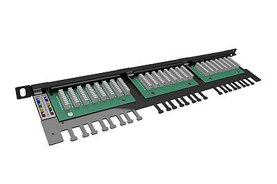 Produkt 19" patch panel Solarix 24xRJ45 CAT5E UTP z wsponikiem czarny 0,5U SX24HD-5E-UTP-BK - Solarix - Patch panele