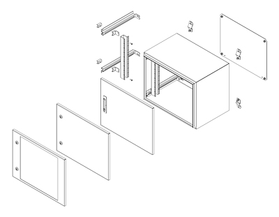 Produkt Naścienna szafa zewnętrzna LC-20 12U 600x600 drzwi blaszane 2x1 - punktowy zamek LC-20-12U-66-21-G - Solarix - Zewnetrzne z wyższym IP