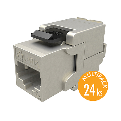Produkt MULTIPACK 24 szt. - 10G keystone Solarix CAT6A STP samozaciskowy SXKJ-10G-STP-BK-SA - Solarix - Keystony