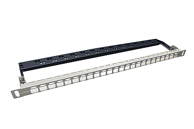 Produkt 19" uniwersalny modularny nieobłożony patch panel Solarix 24 porty 0,5U ze stali nierdzewnej SX24HDM-0-STP-SL-UNI - Solarix - Patch panele